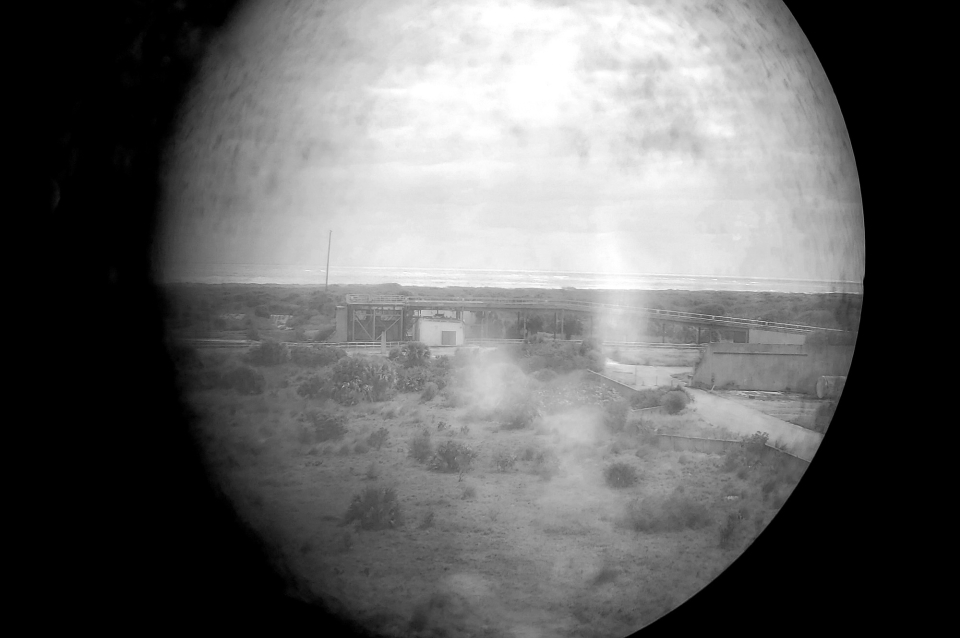 black and white telescopic image of a horizon 