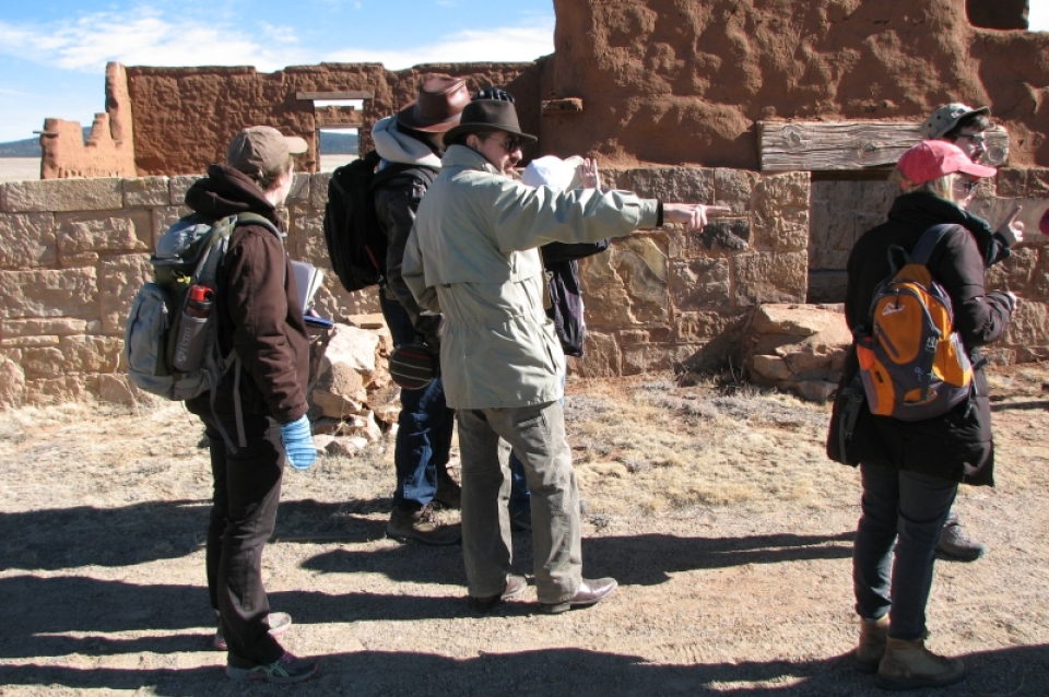 Professor Matero in the field with students at Fort Union National Monument.