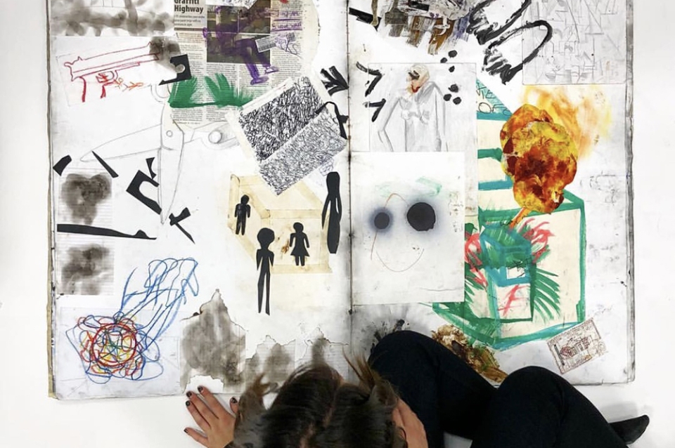 Ana Beatriz Valente Soares surveying her work