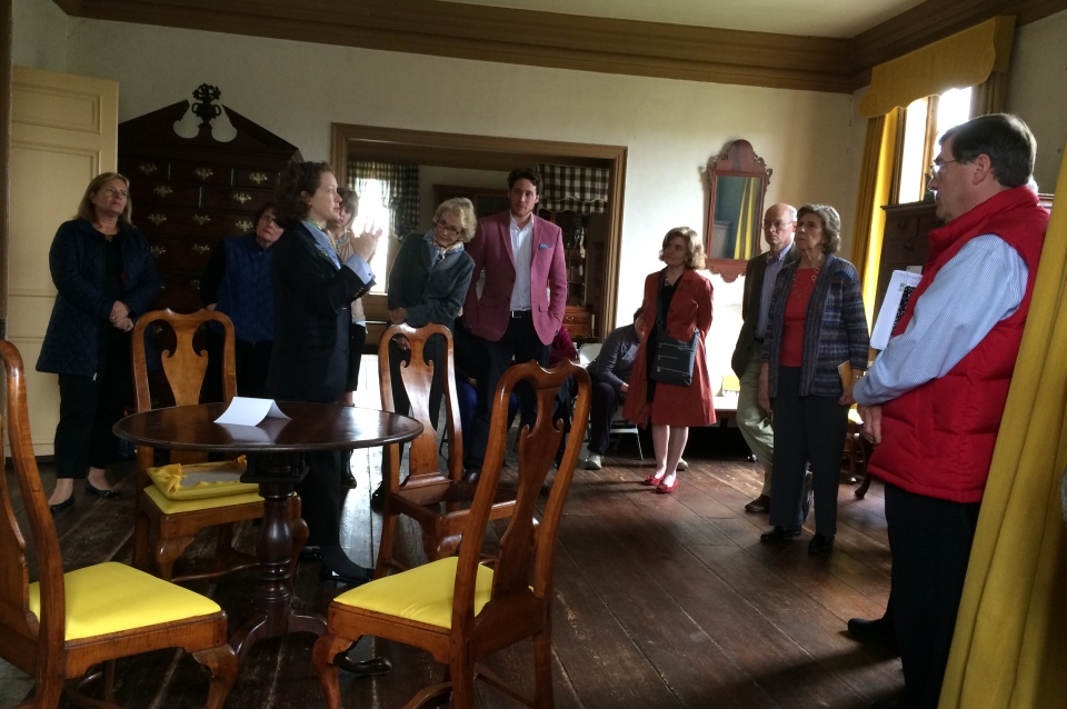 Laura Keim during a Queen Anne Chairs workshop at Stenton. 