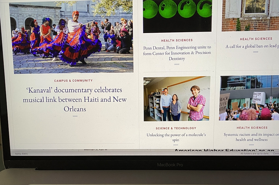 Laptop with upenn.com home screen