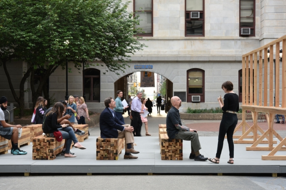 The late Terry Adkins' temporary monument for Monument Lab 2015, photo Lisa Boughter