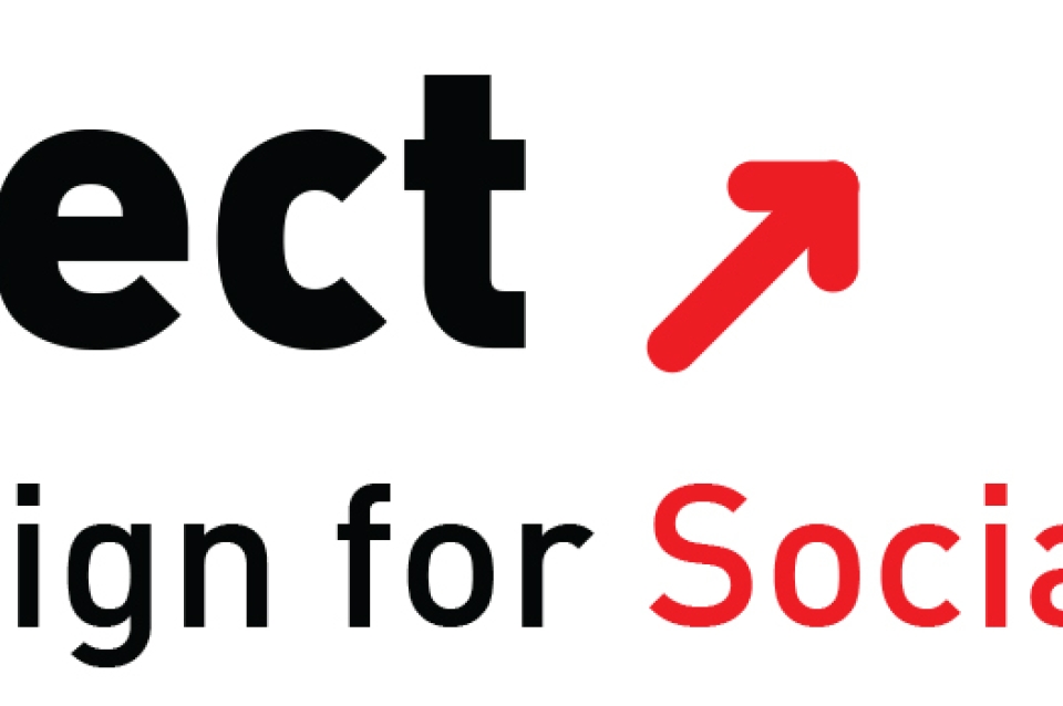 Logo saying "Project (arrow sign pointing up right diagonal) PennDesign for Social Impact"
