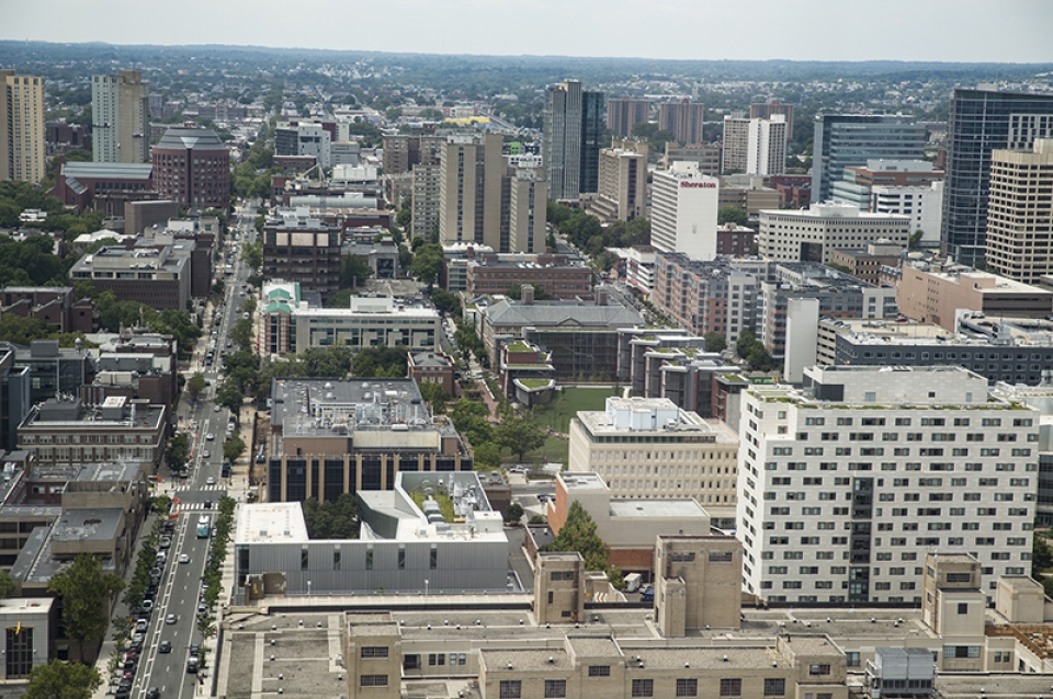 Crane shot of section of University City