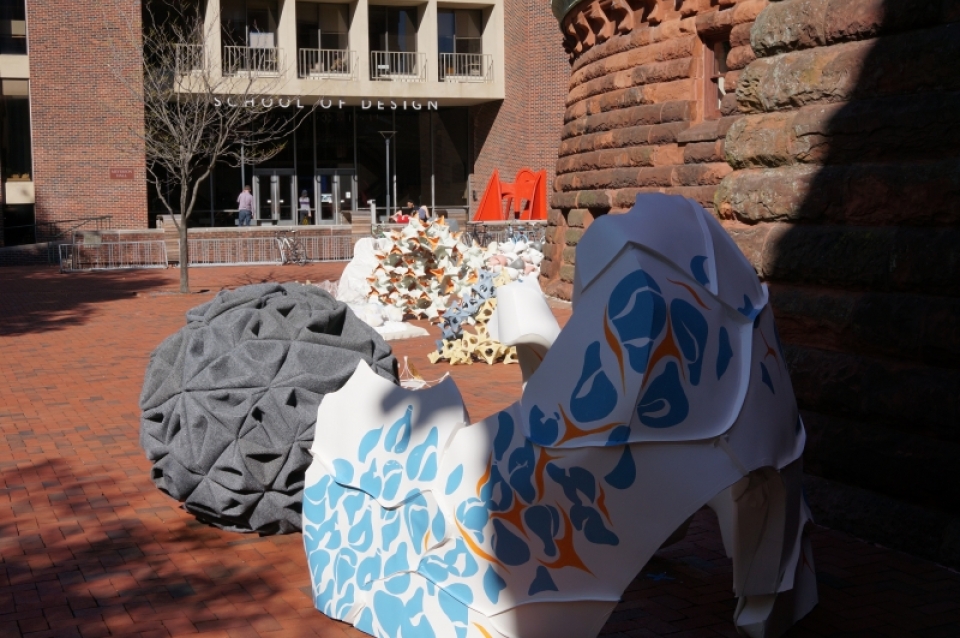 First-year Architecture projects on Meyerson Plaza for the Manitoga pavilion competition