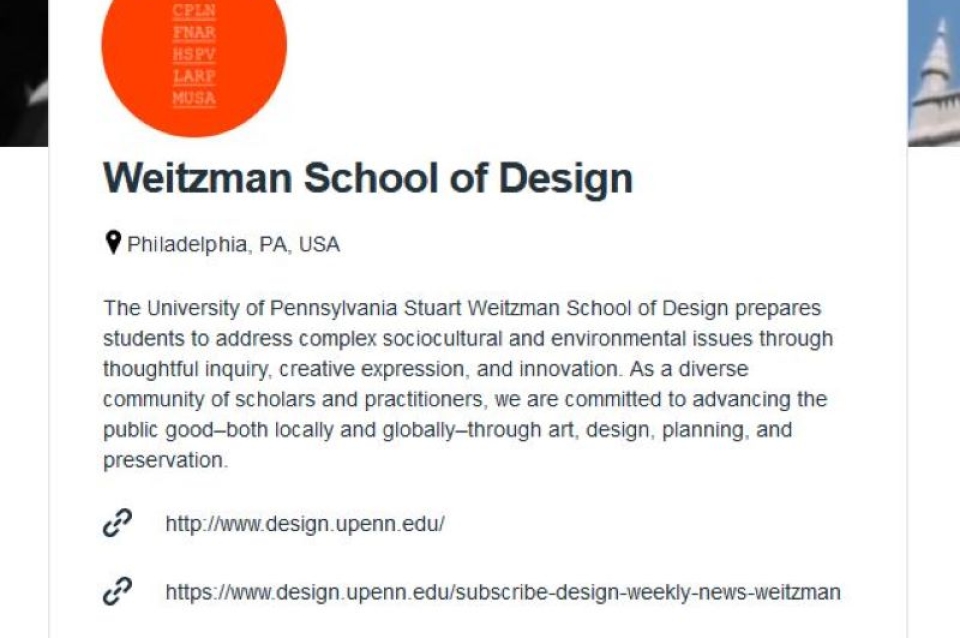 Weitzman School of Design Vimeo Account