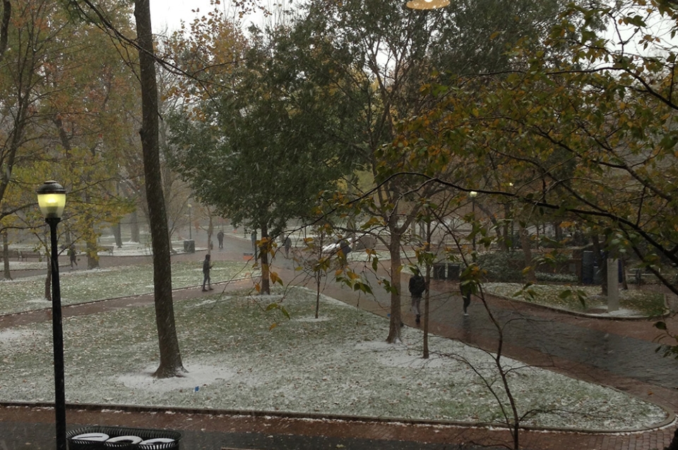 Penn campus covered in snow
