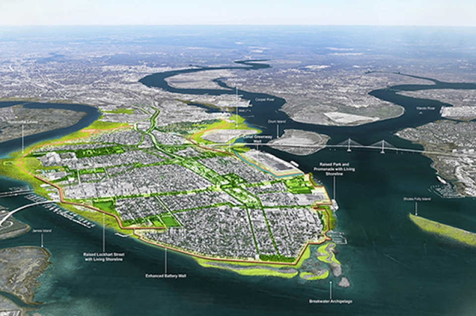 Aerial view of Imagine the Wall rendering Charleston, South Carolina 