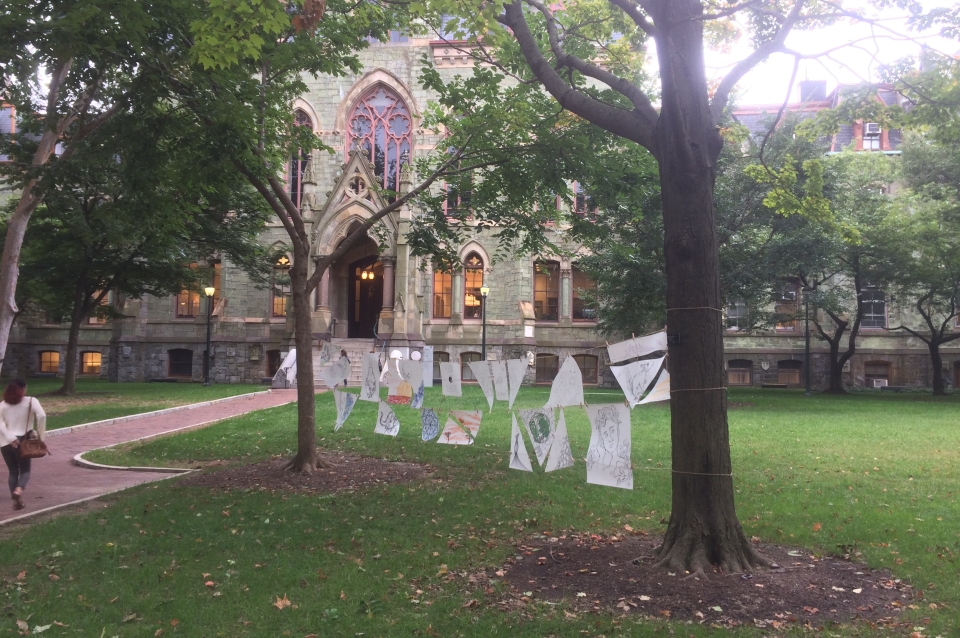 Outdoor installation hanging from tree
