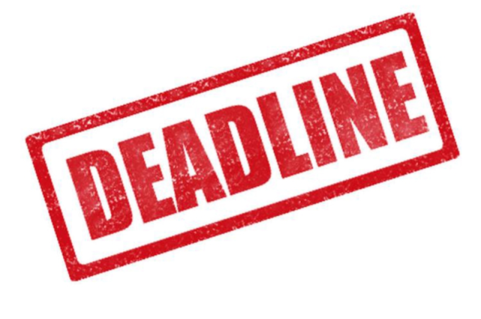 Text "Deadline" in all capitals and red lettering