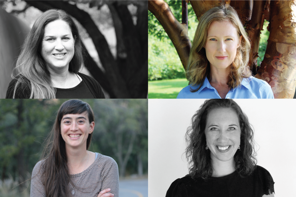 Montage with headshots of four women
