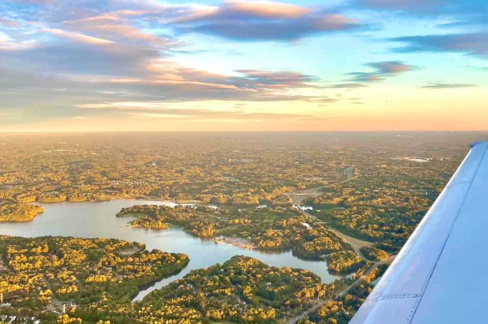 sunset view while flying