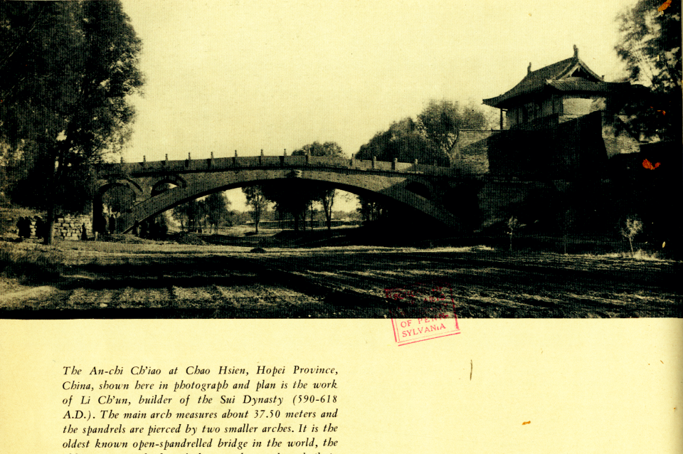 scan of book page showing photograph of a bridge called An-chi Ch'ian
