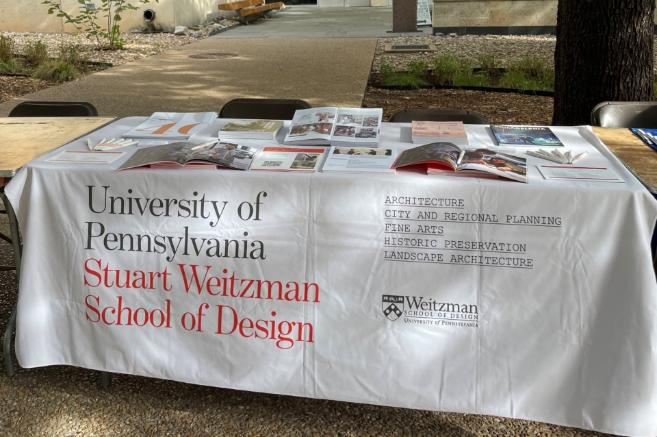 Weitzman materials on information table at graduate school fair
