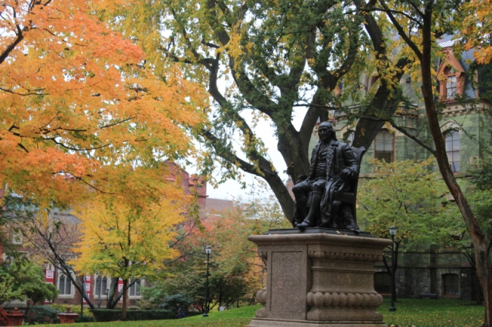 Statue of Ben Franklin on Penn Campus