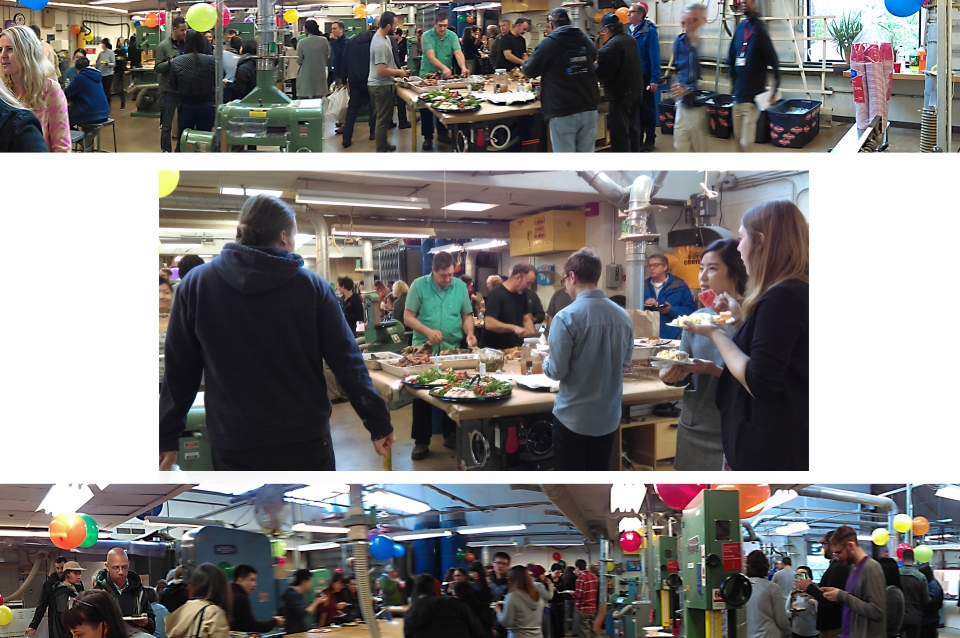 PennDesign annual pig roast in fabrication lab.