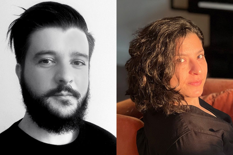 Portraits of the two guest speakers.