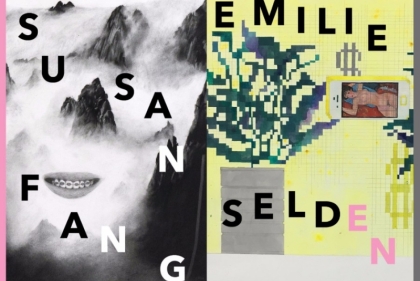Susan Fang, Emilie Selden (Background: two works by Fang and Selden respectively)