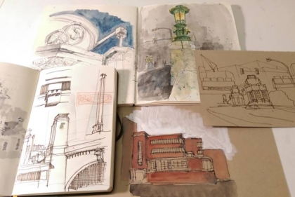 Filled sketch books