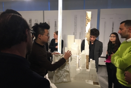 Student presenting work at spring final reviews
