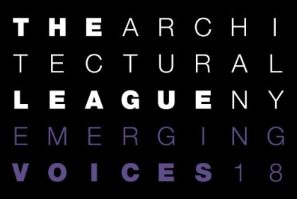Sign for "The Architectural League NY Emerging Voices 18"