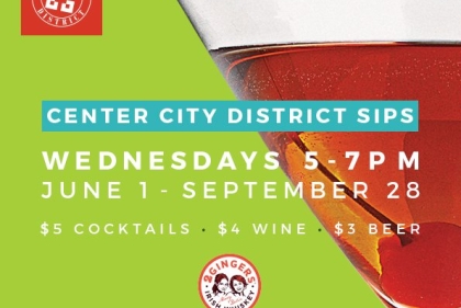 Center City District Sips. Wednesys 5-7 PM. June 1 - September 28