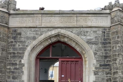 Stone church in disrepair