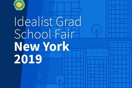 Sign for "Idealist Grad School Fair. New York 2019"