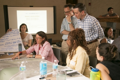 Randy Mason, PennPraxis and Patrick Morgan, Knight Foundation, lead a group in formulating ideas