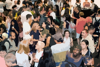 Students at the welcome back reception