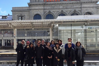 Group photo outside of Denver Union Station