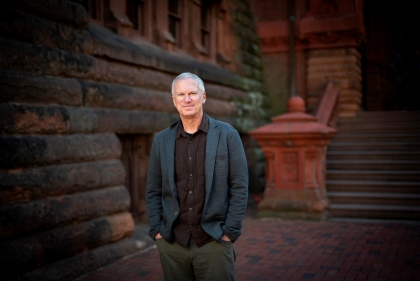 Jules Dingle outside Fisher Fine Arts Library