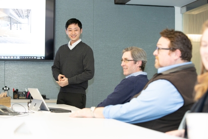 Alan Fan in the offices of EwingCole