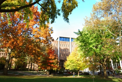 Penn's Van Pelt Library in autumn
