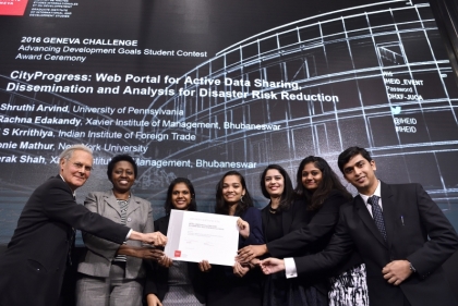 City and Regional Planning Student Shruthi Arvind and her team at the 2016 Geneva Challenge