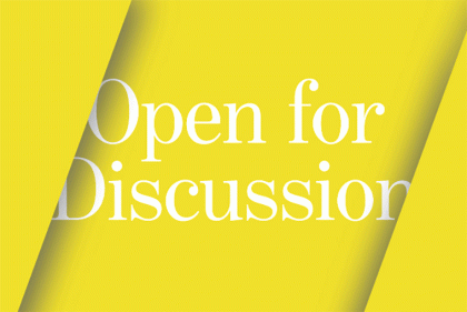 Graphic reading Open for Discussion