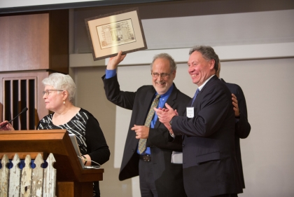 David Hollenberg (center), recipient of the 2015 Wyck-Strickland Award. Photo Eileen Rojas.