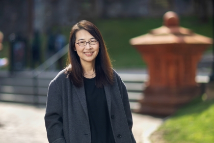 Rossana Hu outside Fisher Fine Arts Library (Photo Eric Sucar)