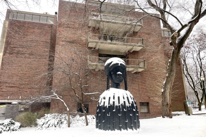 snow covered campus