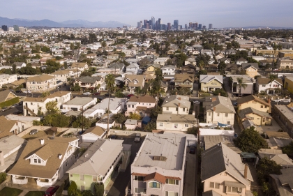 Aerial view of low rise housing in Los Angeles