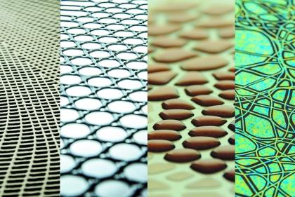 Composite of four images with repeating natural patterns