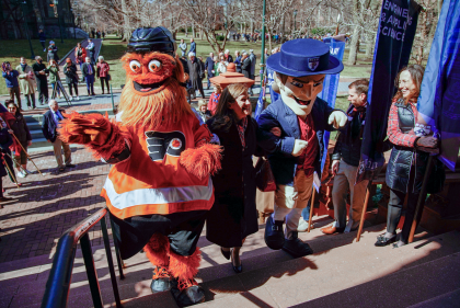 Liz Magill with Gritty and Quaker