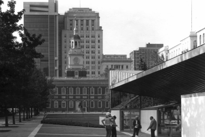 Liberty Bell Pavilion looking towards Independence Hall