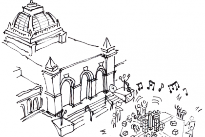 Sketch of Museum Interactive Outside Centennial Exposition