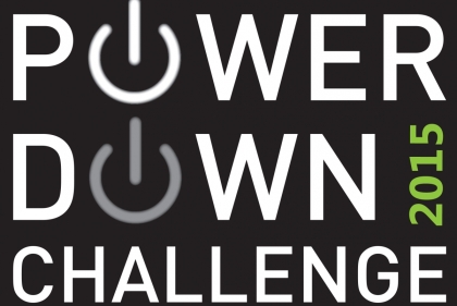 Logo saying "Power Down 2015 Challenge" (The O's are power button signs)
