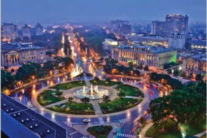 Overhead view of Benjamin Franklin Parkway