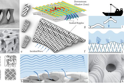 Images showing pieces of the 3D printed, concrete artificial reefs, details on their topography, how they will be deployed and how they will interact with their environment.