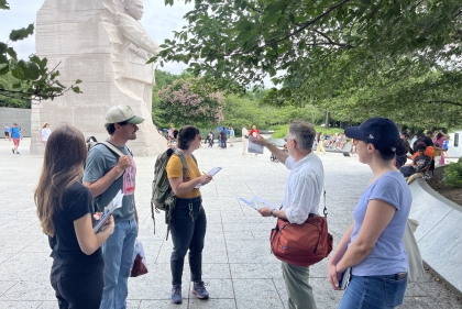 Group of people at memorial 