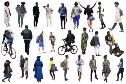 Architectural Scale images featuring people of under represented ethnicities.