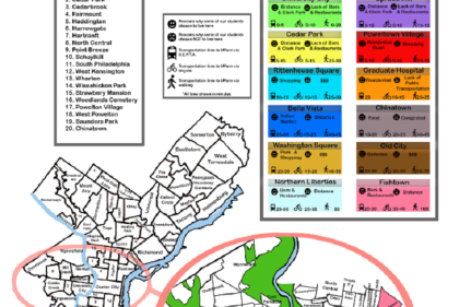 Map of the different neighborhoods in Philly